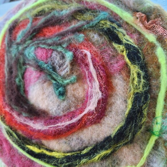 New handmade felted with fine wool and fibers. 9 inch diameter ready to hang. - Picture 2 of 2